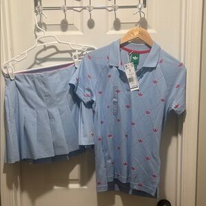 Adidas clear sky/better polo and golf skirt with seperate underpants